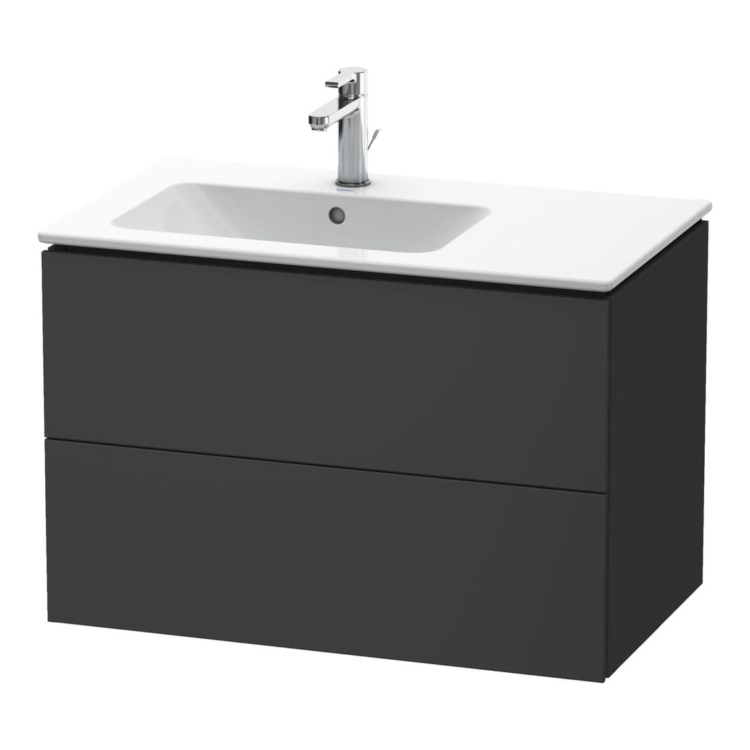 Duravit L-Cube – Έπιπλο Νιπτήρα – 820 mm, 2 συρτάρια, νιπτήρας αριστερά – Graphite Matt, Decor (LC629104949)