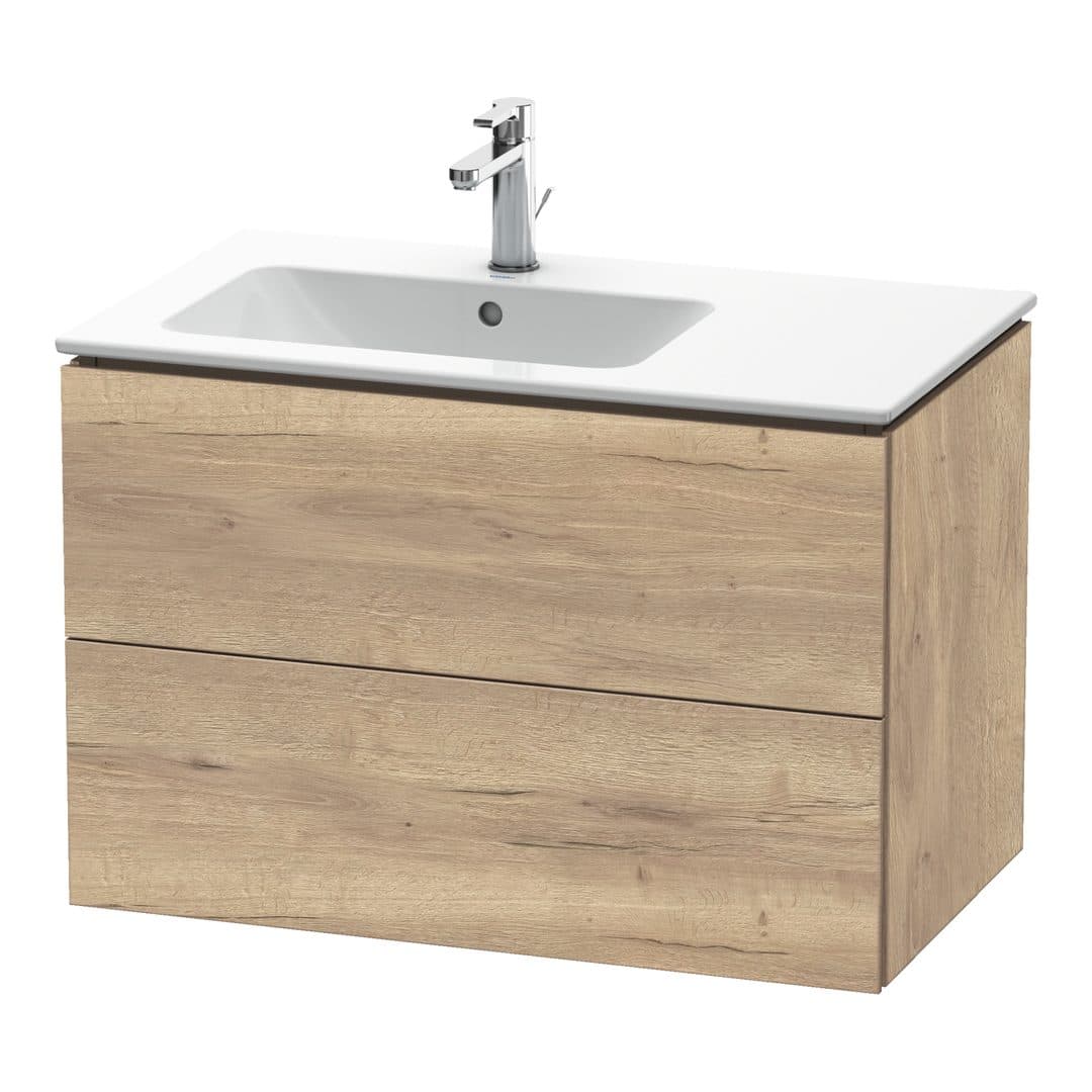 Duravit L-Cube – Έπιπλο Νιπτήρα – 820 mm, 2 συρτάρια, νιπτήρας αριστερά – Marbled Oak Matt, Decor (LC629105555)