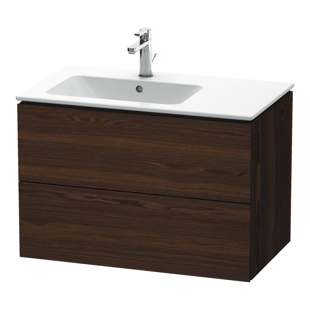 Duravit L-Cube – Έπιπλο Νιπτήρα – 820 mm, 2 συρτάρια, νιπτήρας αριστερά – Brushed walnut Matt, Real wood veneer (LC629106969)
