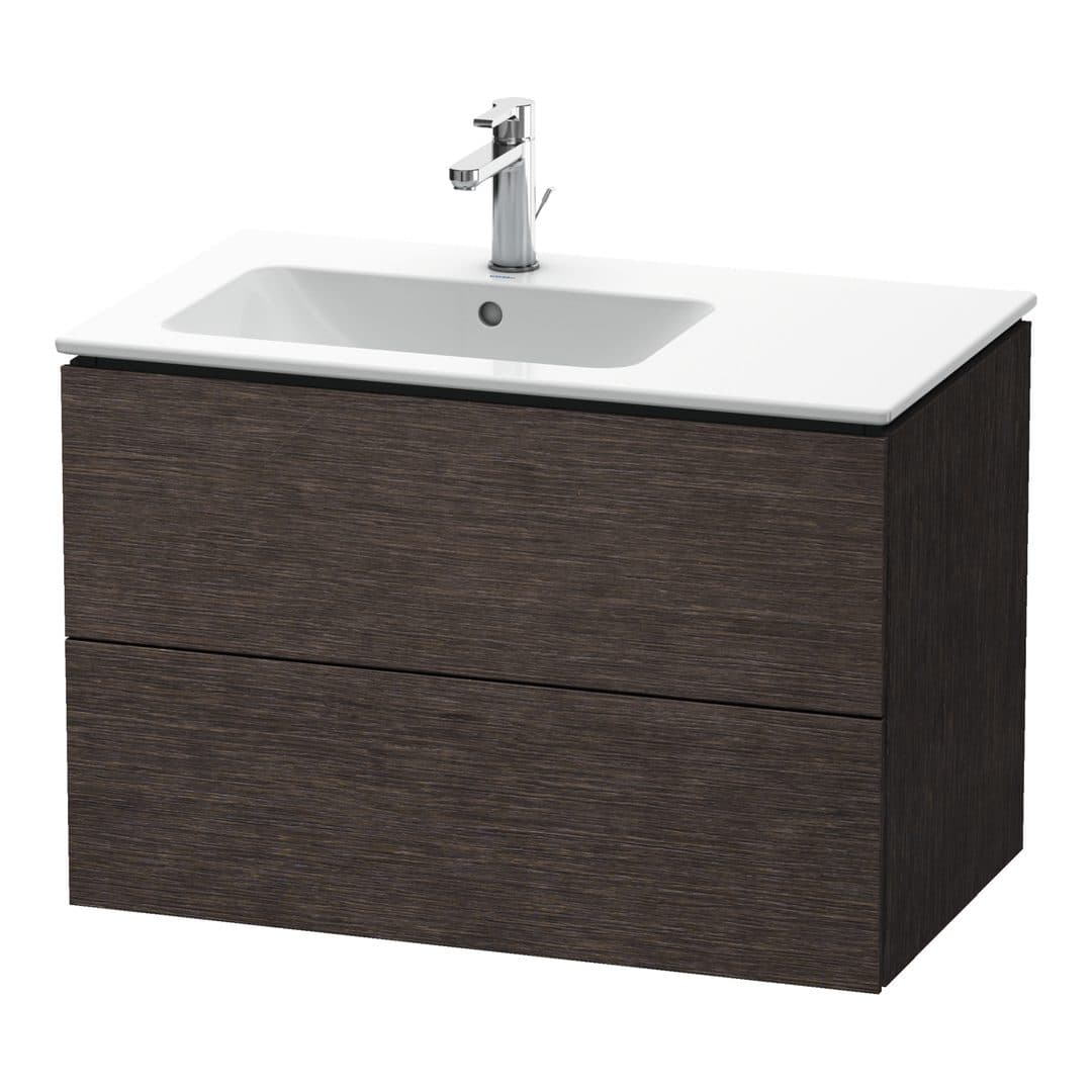 Duravit L-Cube – Έπιπλο Νιπτήρα – 820 mm, 2 συρτάρια, νιπτήρας αριστερά – Brushed dark oak Matt, Real wood veneer (LC629107272)