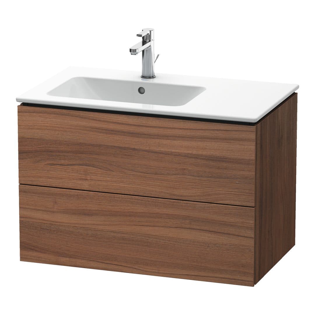 Duravit L-Cube – Έπιπλο Νιπτήρα – 820 mm, 2 συρτάρια, νιπτήρας αριστερά – Walnut Matt, Decor (LC629107979)