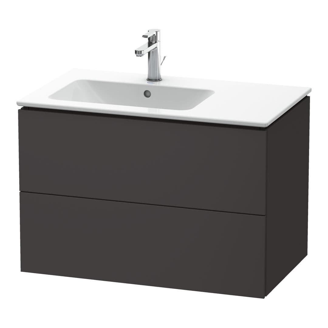 Duravit L-Cube – Έπιπλο Νιπτήρα – 820 mm, 2 συρτάρια, νιπτήρας αριστερά – Graphite Super Matt, Decor (LC629108080)