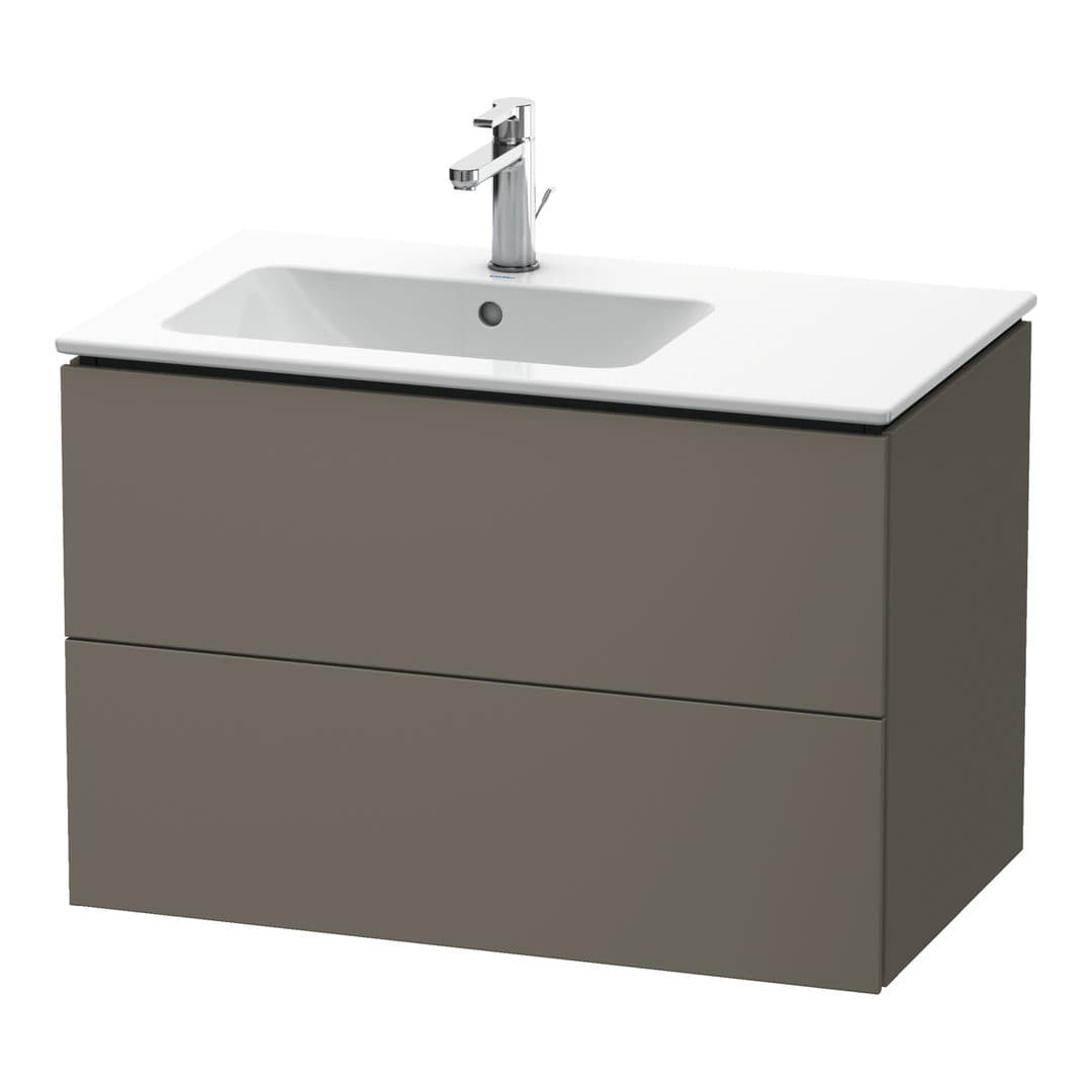 Duravit L-Cube – Έπιπλο Νιπτήρα – 820 mm, 2 συρτάρια, νιπτήρας αριστερά – Flannel Grey Satin Matt, Lacquer (LC629109090)