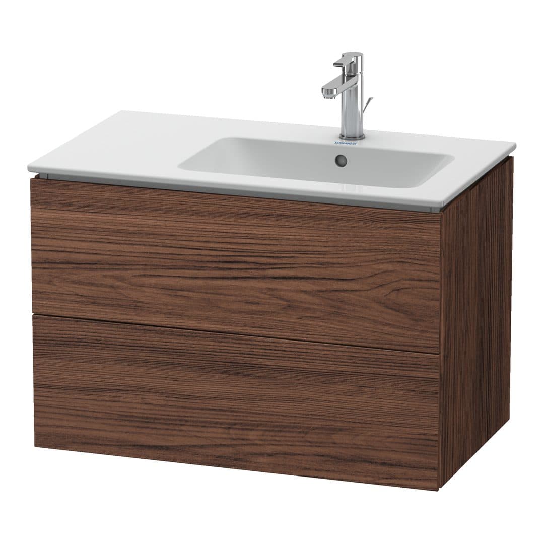Duravit L-Cube – Έπιπλο Νιπτήρα – 820 mm, 2 συρτάρια, νιπτήρας δεξιά – Walnut dark Matt, Decor (LC629202121)
