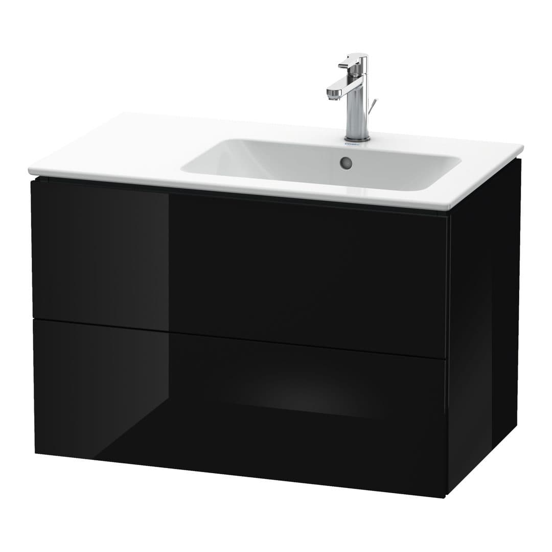 Duravit L-Cube – Έπιπλο Νιπτήρα – 820 mm, 2 συρτάρια, νιπτήρας δεξιά – Black High Gloss, Lacquer (LC629204040)