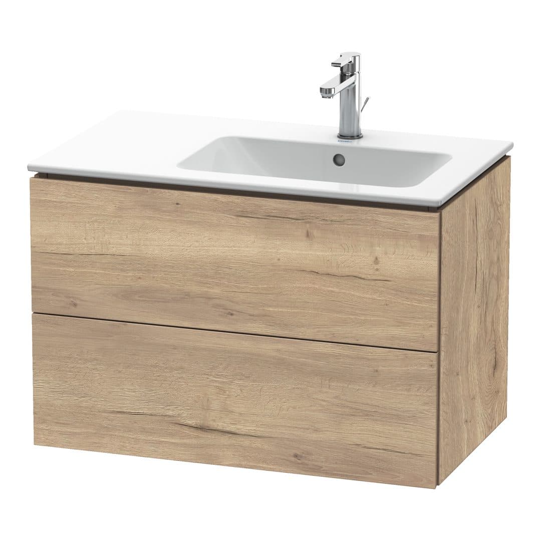 Duravit L-Cube – Έπιπλο Νιπτήρα – 820 mm, 2 συρτάρια, νιπτήρας δεξιά – Marbled Oak Matt, Decor (LC629205555)