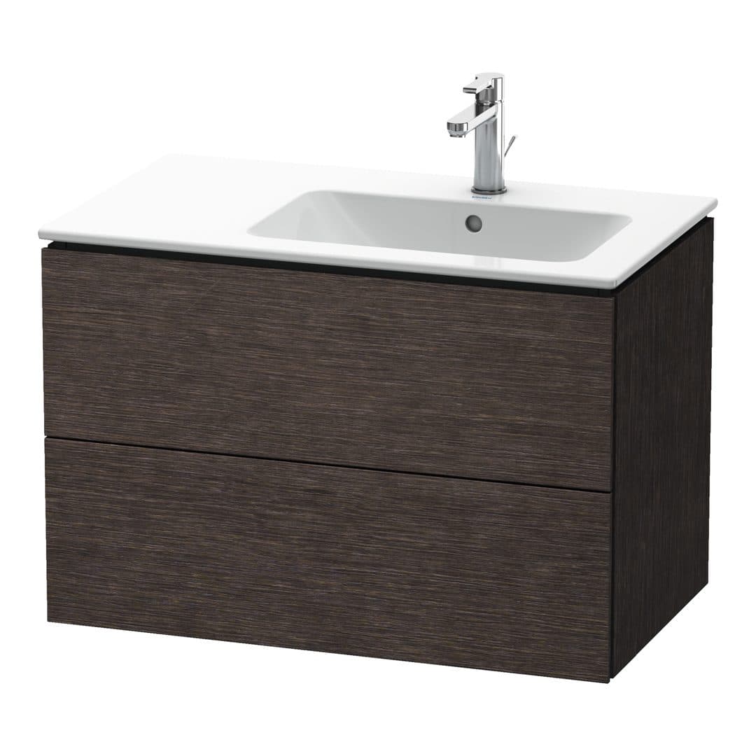 Duravit L-Cube – Έπιπλο Νιπτήρα – 820 mm, 2 συρτάρια, νιπτήρας δεξιά – Brushed dark oak Matt, Real wood veneer (LC629207272)