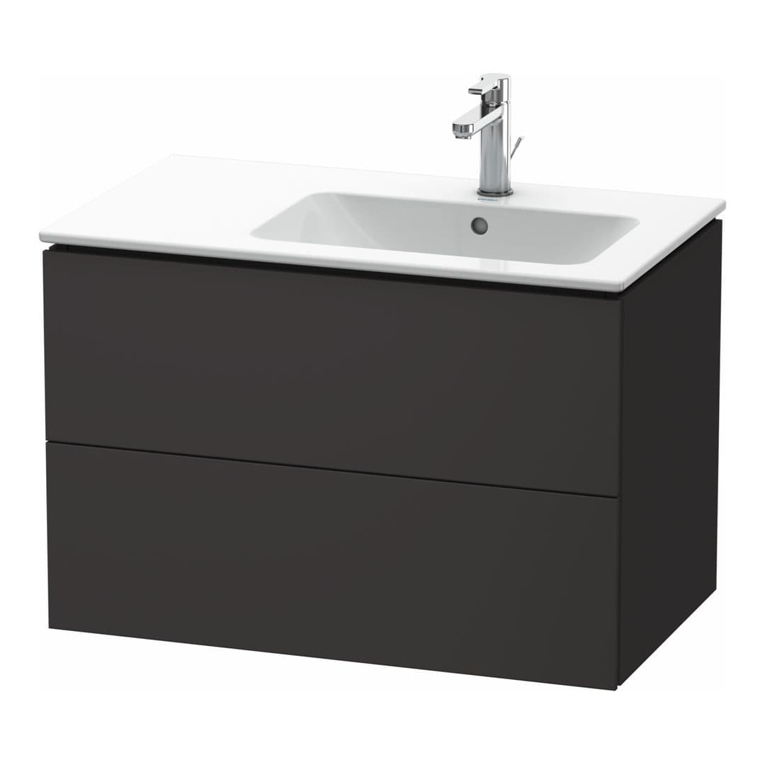 Duravit L-Cube – Έπιπλο Νιπτήρα – 820 mm, 2 συρτάρια, νιπτήρας δεξιά – Graphite Super Matt, Decor (LC629208080)