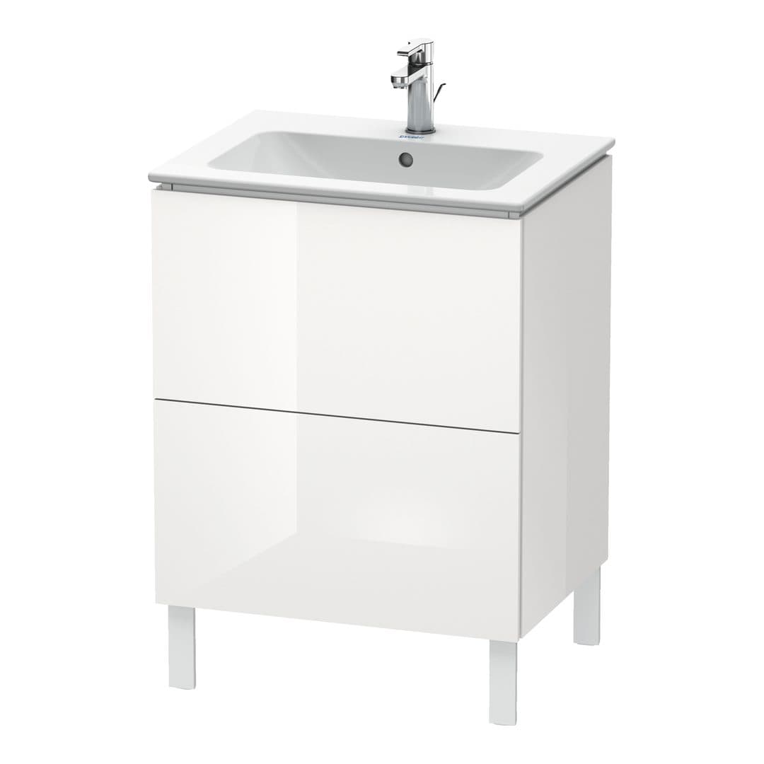 Duravit L-Cube – Έπιπλο Νιπτήρα – 620 mm, 2 συρτάρια, νιπτήρας κέντρο, 620 x 481 x 704 mm – White High Gloss, Decor (LC662502222)