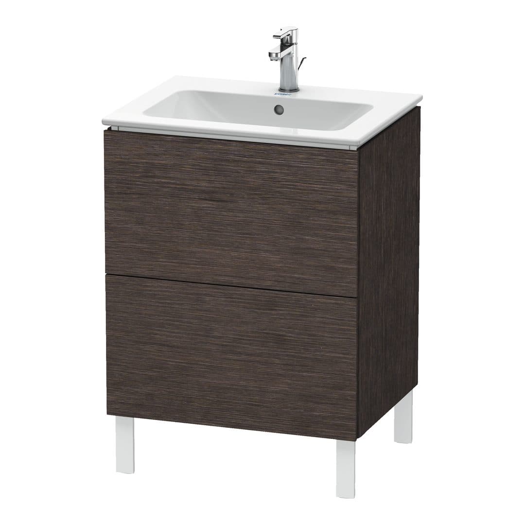 Duravit L-Cube – Έπιπλο Νιπτήρα – 620 mm, 2 συρτάρια, νιπτήρας κέντρο, 620 x 481 x 704 mm – Brushed dark oak Matt, Real wood veneer (LC662507272)
