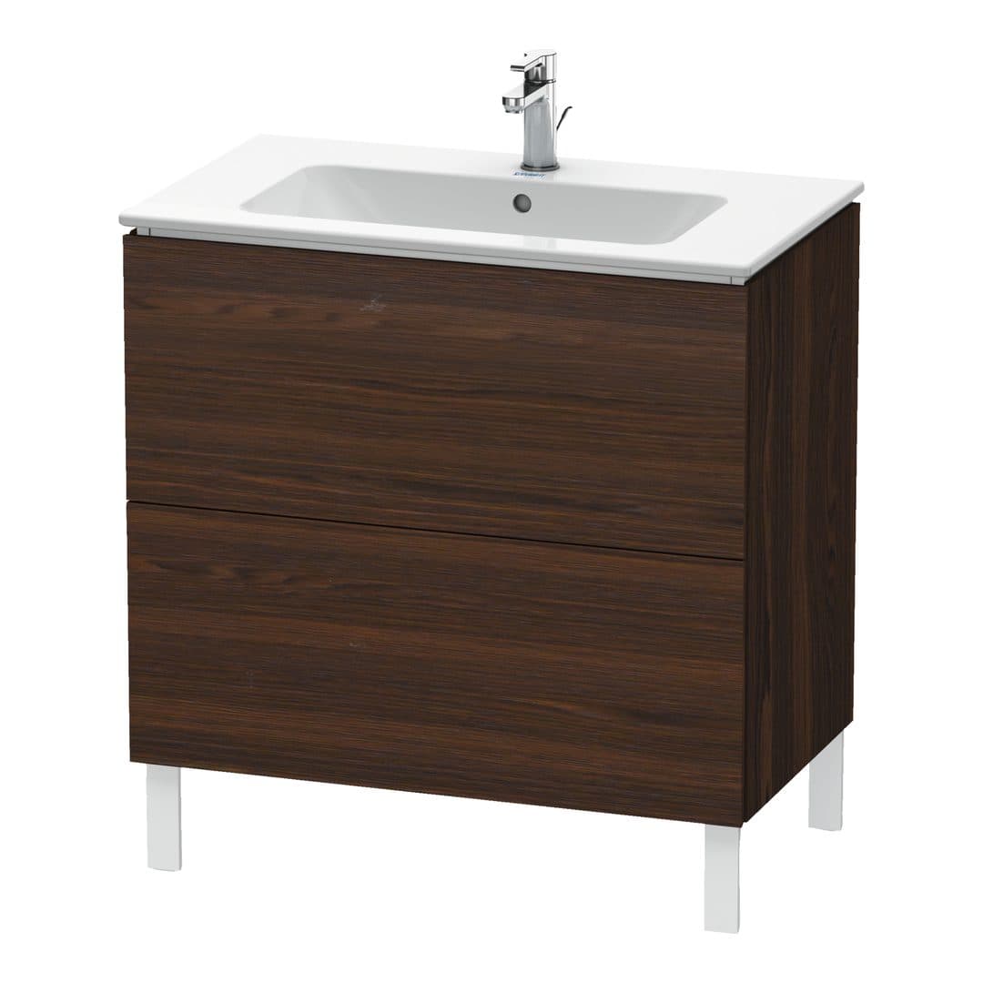 Duravit L-Cube – Έπιπλο Νιπτήρα – 820 mm, 2 συρτάρια, νιπτήρας κέντρο, 820 x 481 x 704 mm – Brushed walnut Matt, Real wood veneer (LC662606969)