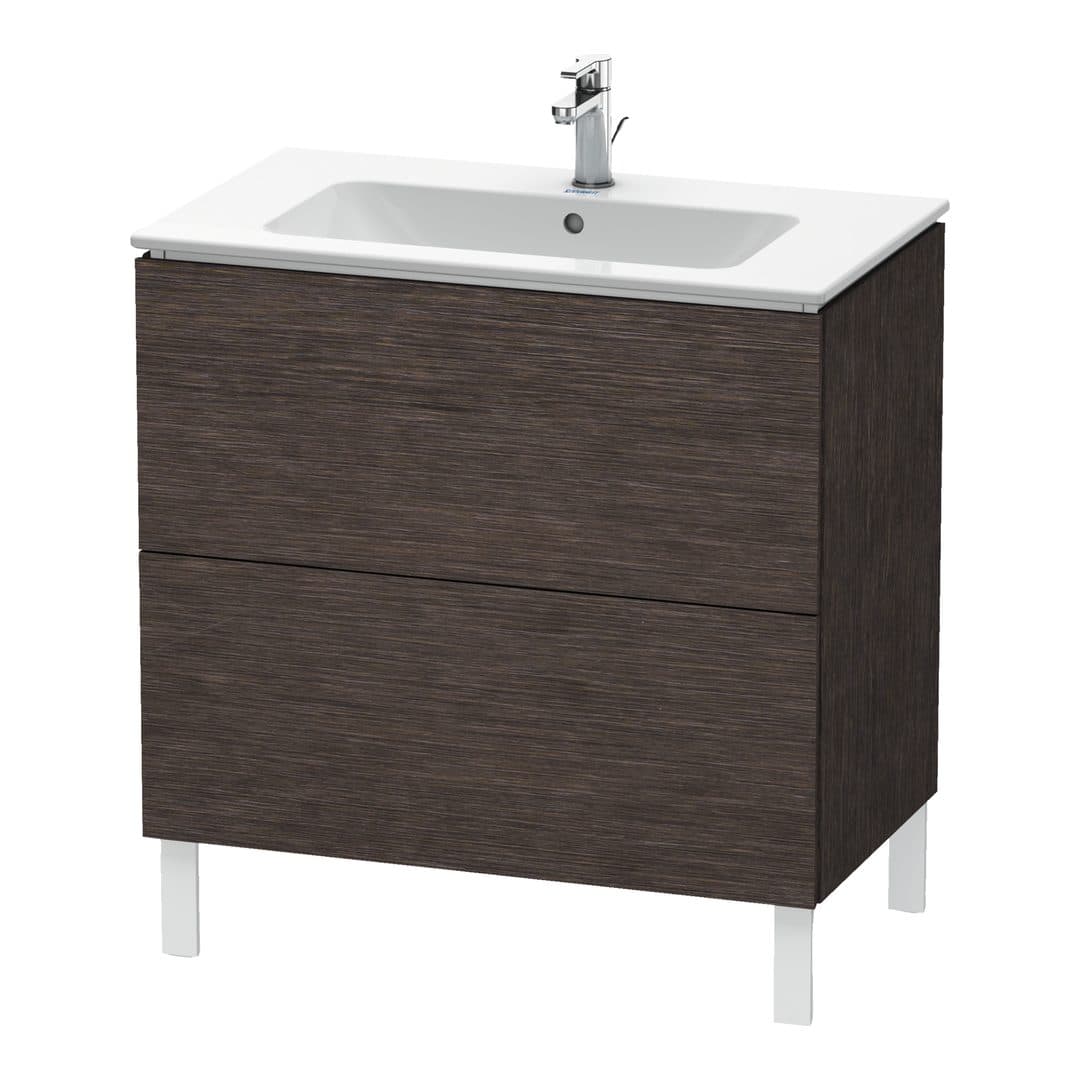 Duravit L-Cube – Έπιπλο Νιπτήρα – 820 mm, 2 συρτάρια, νιπτήρας κέντρο, 820 x 481 x 704 mm – Brushed dark oak Matt, Real wood veneer (LC662607272)