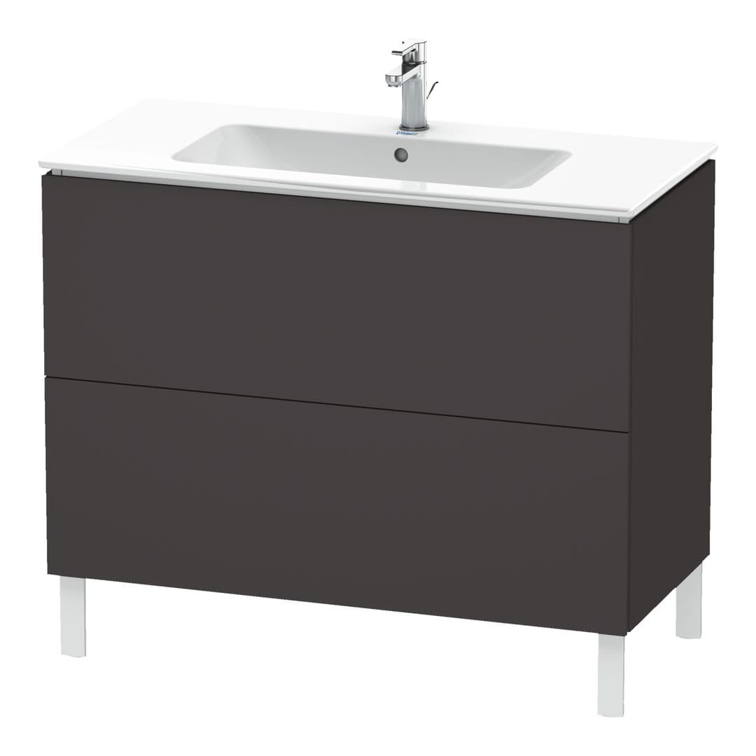 Duravit L-Cube – Έπιπλο Νιπτήρα – 1020 mm, 2 συρτάρια, νιπτήρας κέντρο, 1020 x 481 x 704 mm – Graphite Super Matt, Decor (LC662708080)