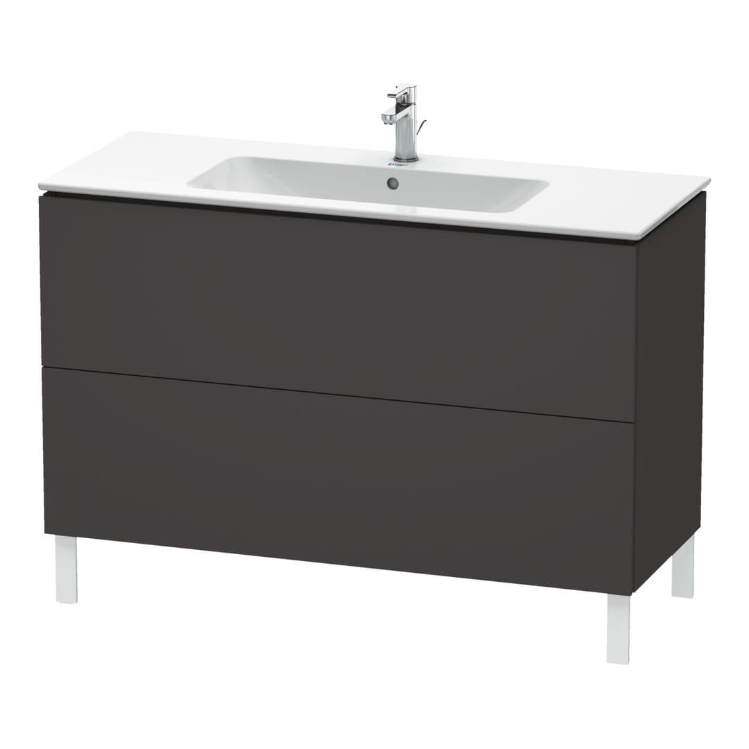 Duravit L-Cube – Έπιπλο Νιπτήρα – 1220 mm, 2 συρτάρια, νιπτήρας κέντρο, 1220 x 481 x 704 mm – Graphite Super Matt, Decor (LC662808080)
