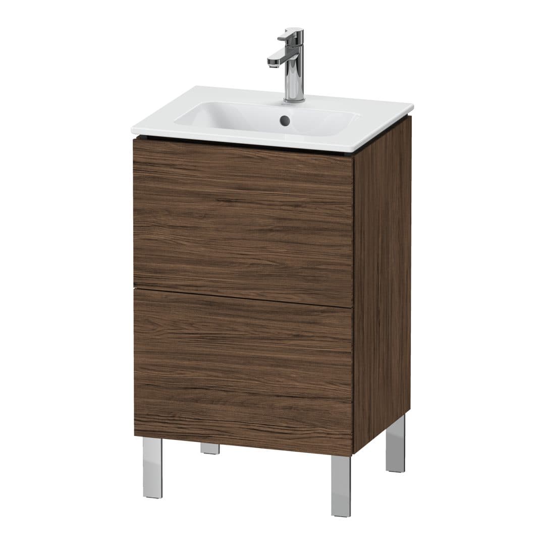 Duravit L-Cube – Έπιπλο Νιπτήρα – 520 mm, 2 συρτάρια, νιπτήρας κέντρο, Compact, 520 x 421 x 704 mm – Walnut dark Matt, Decor (LC667102121)