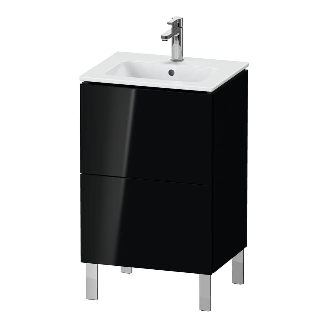 Duravit L-Cube – Έπιπλο Νιπτήρα – 520 mm, 2 συρτάρια, νιπτήρας κέντρο, Compact, 520 x 421 x 704 mm – Black High Gloss, Lacquer (LC667104040)