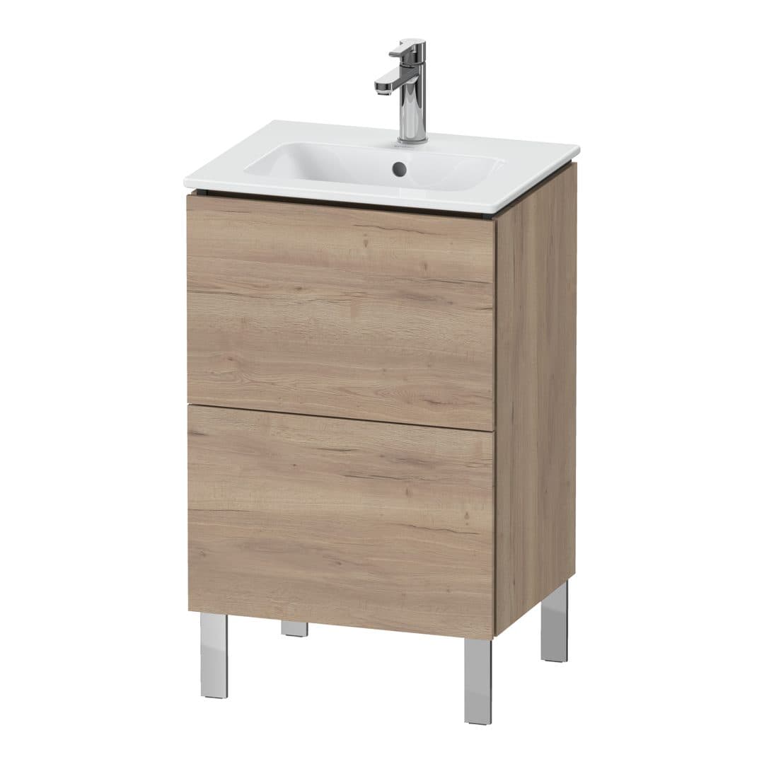 Duravit L-Cube – Έπιπλο Νιπτήρα – 520 mm, 2 συρτάρια, νιπτήρας κέντρο, Compact, 520 x 421 x 704 mm – Marbled Oak Matt, Decor (LC667105555)