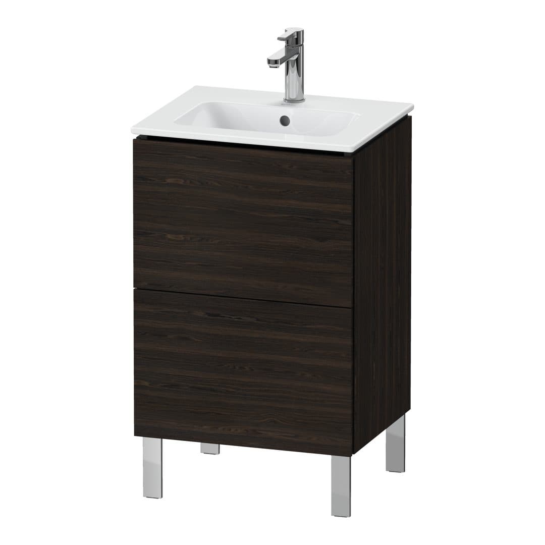 Duravit L-Cube – Έπιπλο Νιπτήρα – 520 mm, 2 συρτάρια, νιπτήρας κέντρο, Compact, 520 x 421 x 704 mm – Brushed walnut Matt, Real wood veneer (LC667106969)