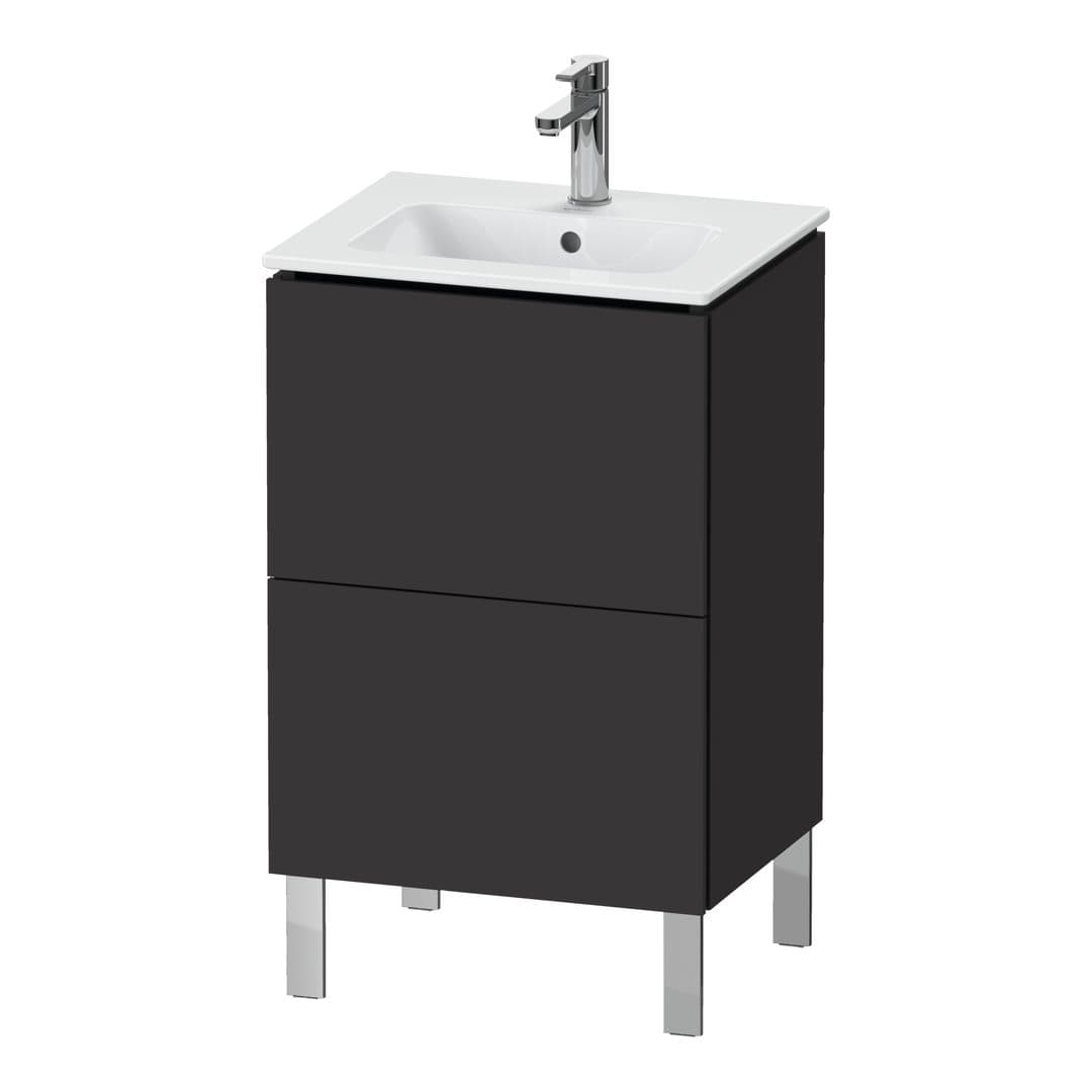 Duravit L-Cube – Έπιπλο Νιπτήρα – 520 mm, 2 συρτάρια, νιπτήρας κέντρο, Compact, 520 x 421 x 704 mm – Graphite Super Matt, Decor (LC667108080)