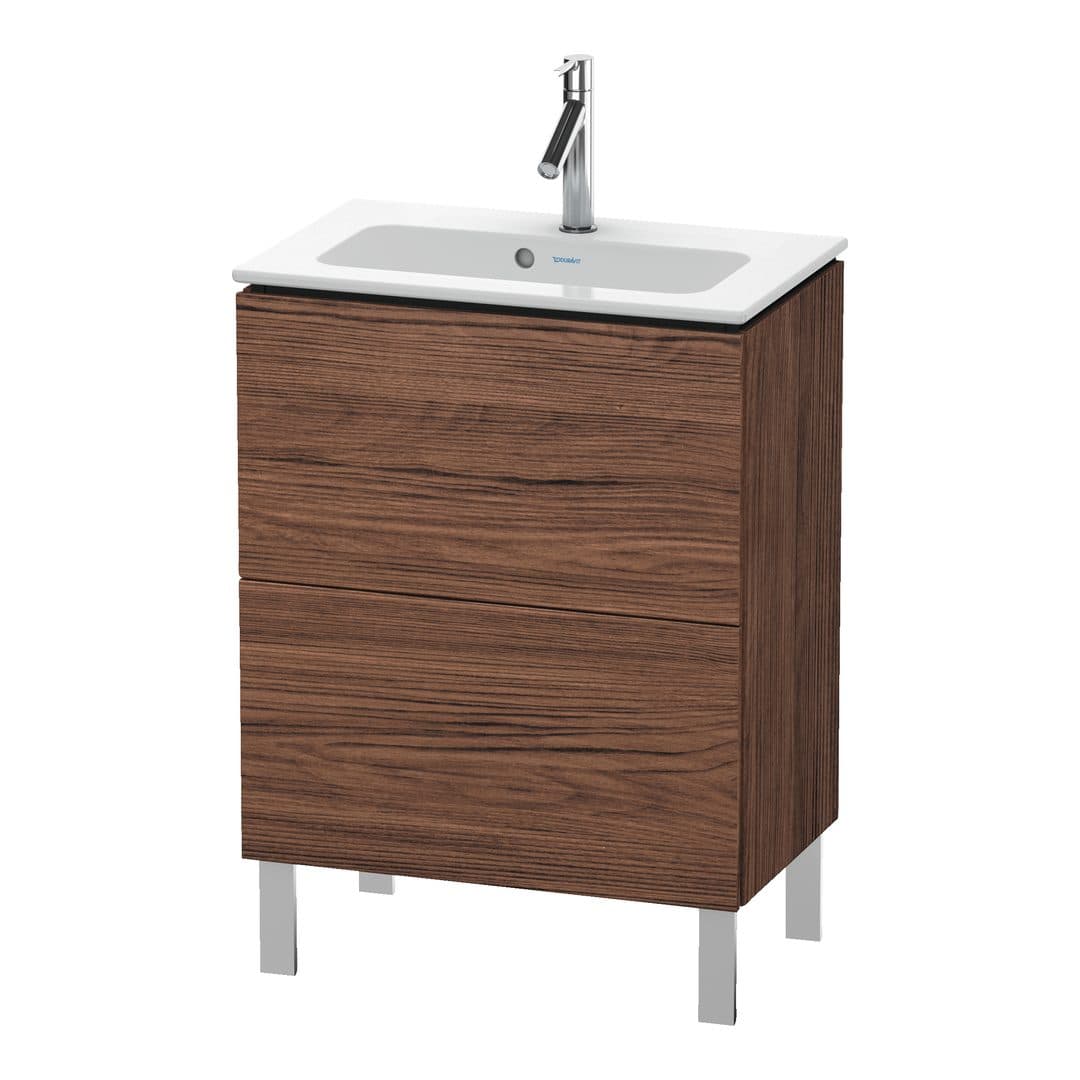 Duravit L-Cube – Έπιπλο Νιπτήρα – 620 mm, 2 συρτάρια, νιπτήρας κέντρο, Compact, 620 x 391 x 704 mm – Walnut dark Matt, Decor (LC667302121)