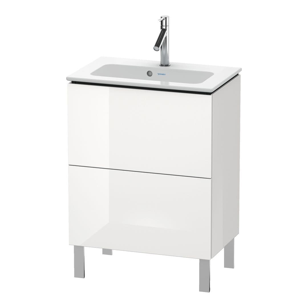 Duravit L-Cube – Έπιπλο Νιπτήρα – 620 mm, 2 συρτάρια, νιπτήρας κέντρο, Compact, 620 x 391 x 704 mm – White High Gloss, Decor (LC667302222)