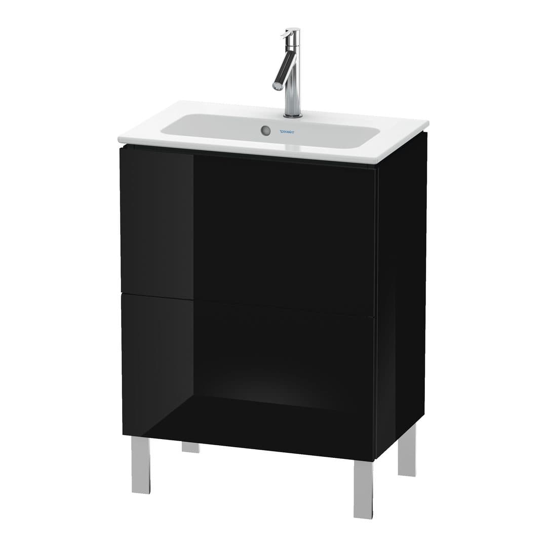 Duravit L-Cube – Έπιπλο Νιπτήρα – 620 mm, 2 συρτάρια, νιπτήρας κέντρο, Compact, 620 x 391 x 704 mm – Black High Gloss, Lacquer (LC667304040)