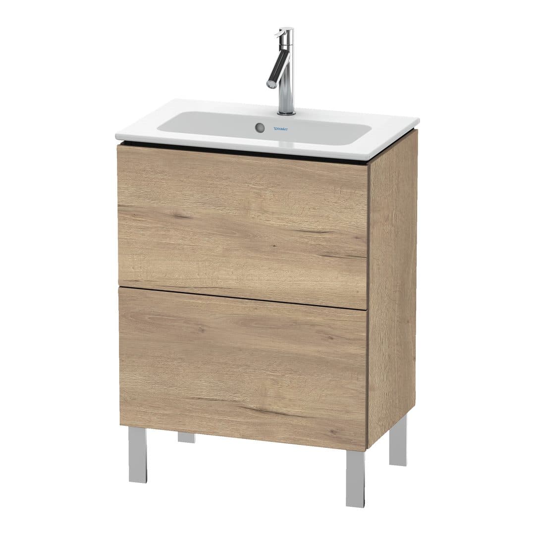 Duravit L-Cube – Έπιπλο Νιπτήρα – 620 mm, 2 συρτάρια, νιπτήρας κέντρο, Compact, 620 x 391 x 704 mm – Marbled Oak Matt, Decor (LC667305555)