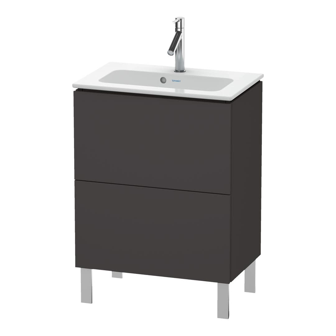 Duravit L-Cube – Έπιπλο Νιπτήρα – 620 mm, 2 συρτάρια, νιπτήρας κέντρο, Compact, 620 x 391 x 704 mm – Graphite Super Matt, Decor (LC667308080)