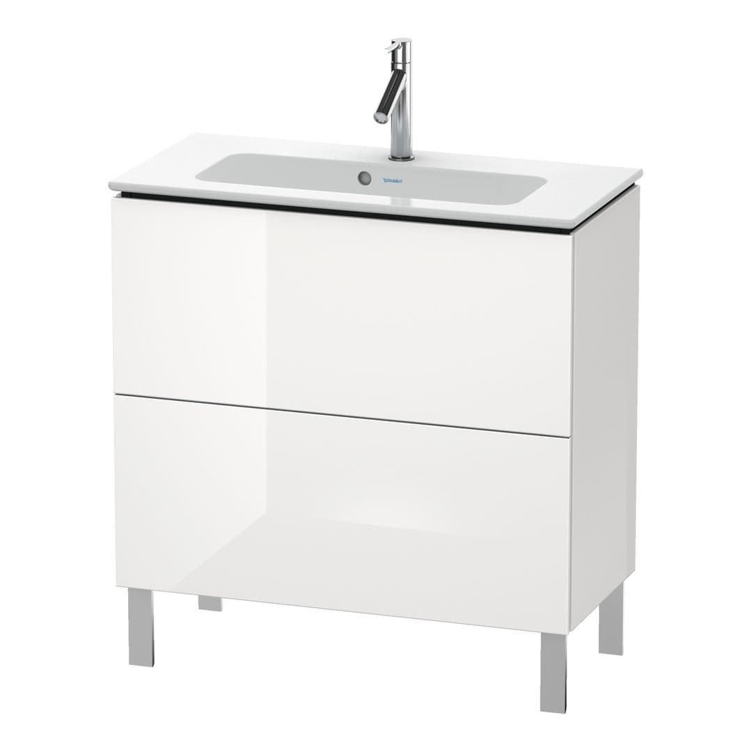 Duravit L-Cube – Έπιπλο Νιπτήρα – 820 mm, 2 συρτάρια, νιπτήρας κέντρο, Compact, 820 x 391 x 704 mm – White High Gloss, Decor (LC667402222)