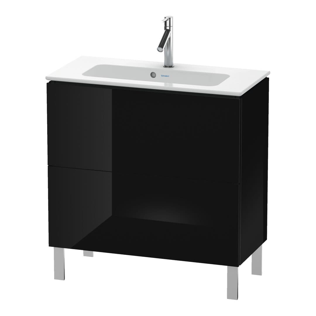 Duravit L-Cube – Έπιπλο Νιπτήρα – 820 mm, 2 συρτάρια, νιπτήρας κέντρο, Compact, 820 x 391 x 704 mm – Black High Gloss, Lacquer (LC667404040)