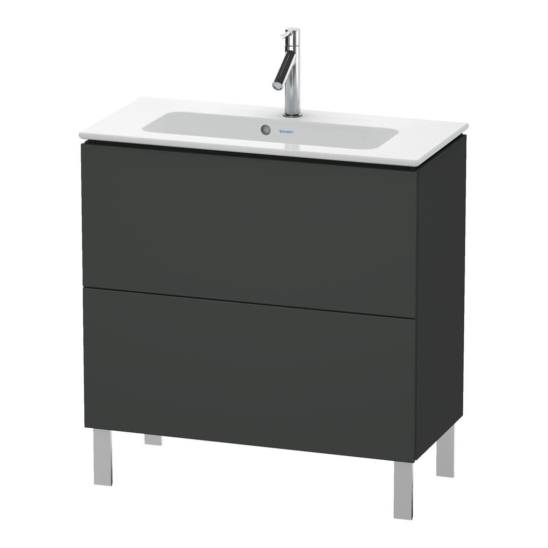 Duravit L-Cube – Έπιπλο Νιπτήρα – 820 mm, 2 συρτάρια, νιπτήρας κέντρο, Compact, 820 x 391 x 704 mm – Graphite Matt, Decor (LC667404949)