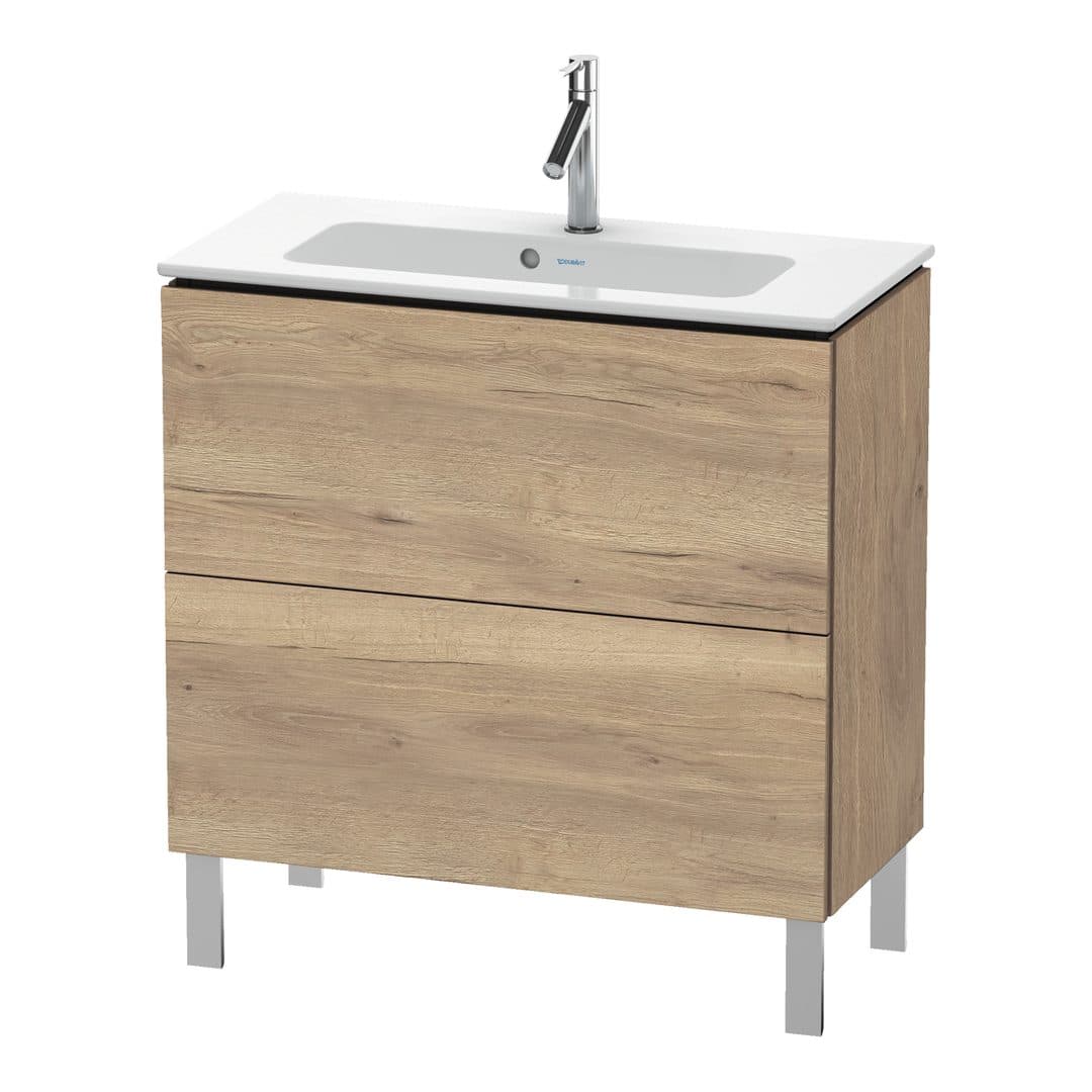 Duravit L-Cube – Έπιπλο Νιπτήρα – 820 mm, 2 συρτάρια, νιπτήρας κέντρο, Compact, 820 x 391 x 704 mm – Marbled Oak Matt, Decor (LC667405555)