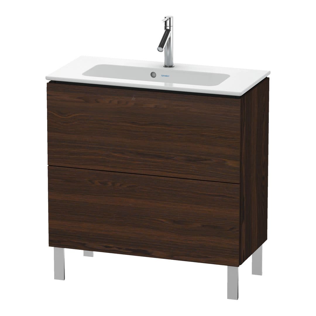 Duravit L-Cube – Έπιπλο Νιπτήρα – 820 mm, 2 συρτάρια, νιπτήρας κέντρο, Compact, 820 x 391 x 704 mm – Brushed walnut Matt, Real wood veneer (LC667406969)
