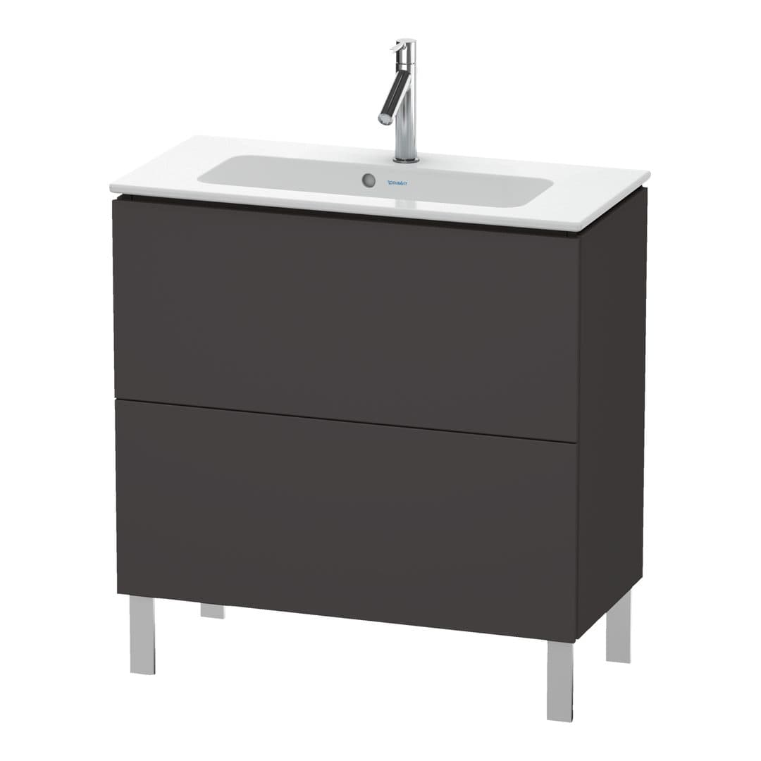 Duravit L-Cube – Έπιπλο Νιπτήρα – 820 mm, 2 συρτάρια, νιπτήρας κέντρο, Compact, 820 x 391 x 704 mm – Graphite Super Matt, Decor (LC667408080)