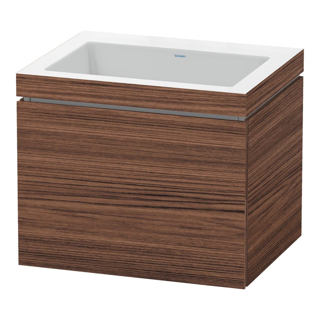 Duravit L-Cube – Έπιπλο Νιπτήρα – 600 mm, με νιπτήρα, 1 συρτάρι, νιπτήρας κέντρο, έκδοση N – Walnut dark Matt, Decor (LC6916N2121)