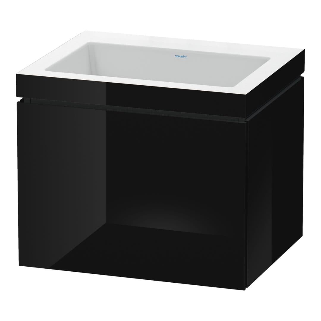 Duravit L-Cube – Έπιπλο Νιπτήρα – 600 mm, με νιπτήρα, 1 συρτάρι, νιπτήρας κέντρο, έκδοση N – Black High Gloss, Lacquer (LC6916N4040)