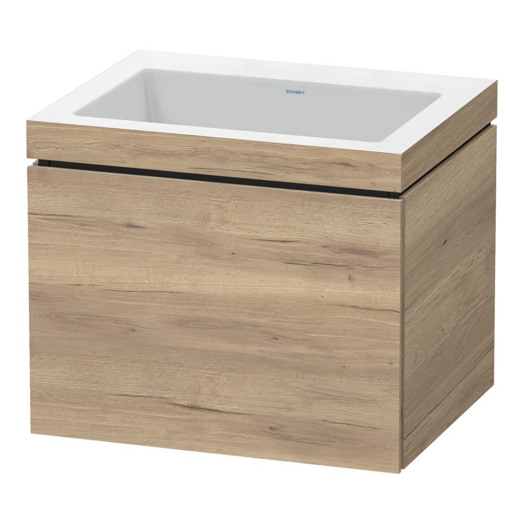 Duravit L-Cube – Έπιπλο Νιπτήρα – 600 mm, με νιπτήρα, 1 συρτάρι, νιπτήρας κέντρο, έκδοση N – Marbled Oak Matt, Decor (LC6916N5555)