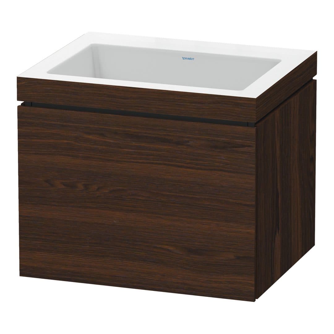 Duravit L-Cube – Έπιπλο Νιπτήρα – 600 mm, με νιπτήρα, 1 συρτάρι, νιπτήρας κέντρο, έκδοση N – Brushed walnut Matt, Real wood veneer (LC6916N6969)