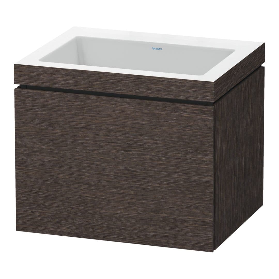 Duravit L-Cube – Έπιπλο Νιπτήρα – 600 mm, με νιπτήρα, 1 συρτάρι, νιπτήρας κέντρο, έκδοση N – Brushed dark oak Matt, Real wood veneer (LC6916N7272)