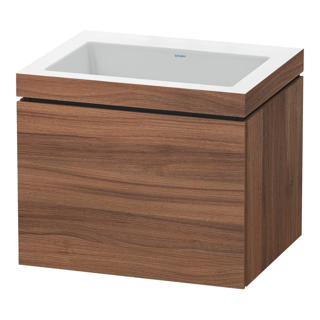 Duravit L-Cube – Έπιπλο Νιπτήρα – 600 mm, με νιπτήρα, 1 συρτάρι, νιπτήρας κέντρο, έκδοση N – Walnut Matt, Decor (LC6916N7979)