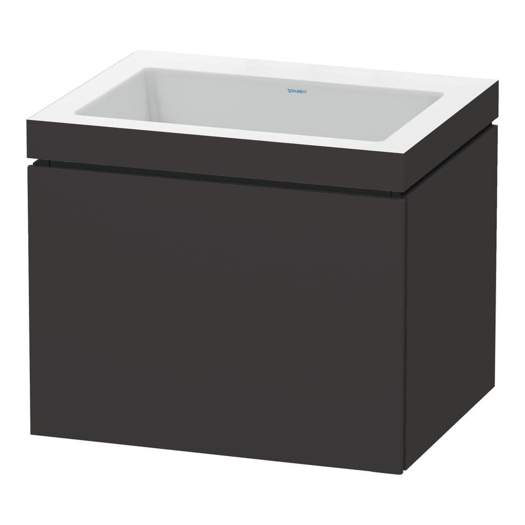 Duravit L-Cube – Έπιπλο Νιπτήρα – 600 mm, με νιπτήρα, 1 συρτάρι, νιπτήρας κέντρο, έκδοση N – Graphite Super Matt, Decor (LC6916N8080)