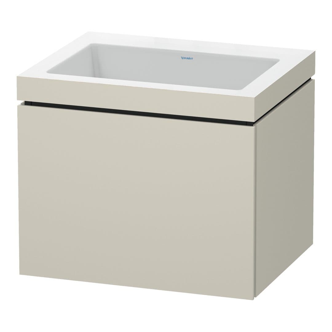 Duravit L-Cube – Έπιπλο Νιπτήρα – 600 mm, με νιπτήρα, 1 συρτάρι, νιπτήρας κέντρο, έκδοση N – Taupe Super Matt, Decor (LC6916N8383)