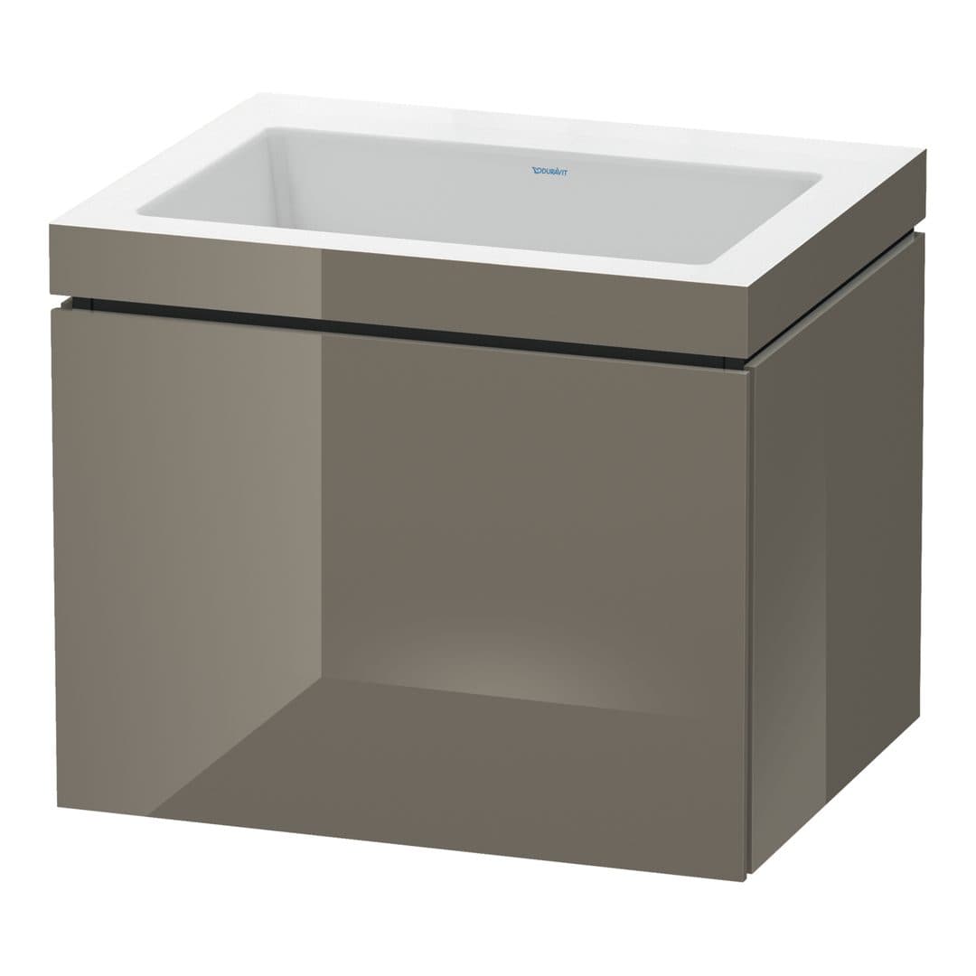 Duravit L-Cube – Έπιπλο Νιπτήρα – 600 mm, με νιπτήρα, 1 συρτάρι, νιπτήρας κέντρο, έκδοση N – Flannel Grey High Gloss, Lacquer (LC6916N8989)
