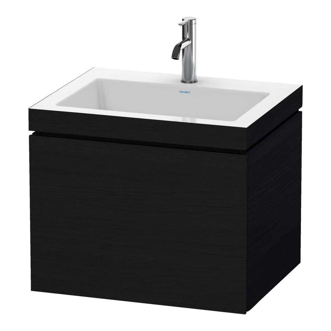 Duravit L-Cube – Έπιπλο Νιπτήρα – 600 mm, με νιπτήρα, 1 συρτάρι, νιπτήρας κέντρο, έκδοση O – Black oak Matt, Decor (LC6916O1616)