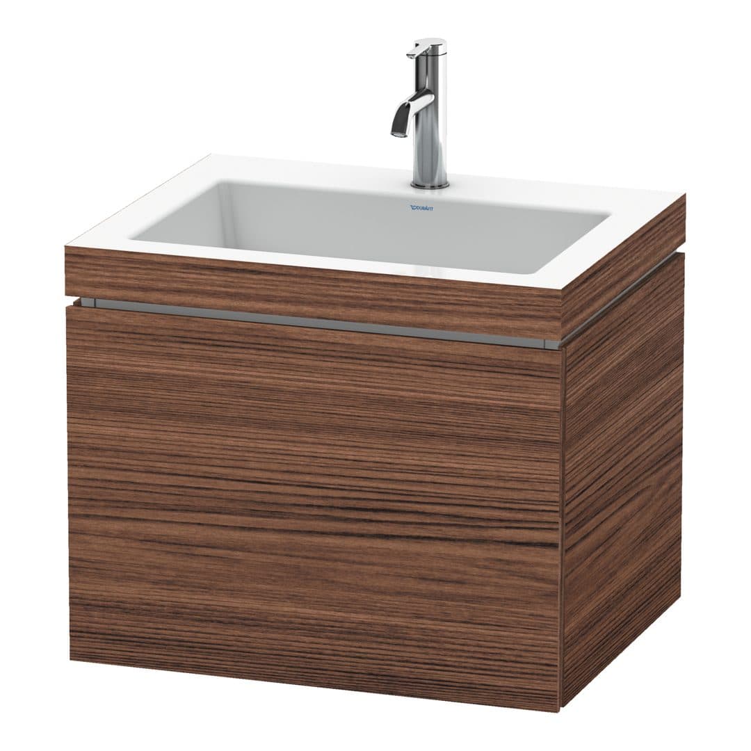 Duravit L-Cube – Έπιπλο Νιπτήρα – 600 mm, με νιπτήρα, 1 συρτάρι, νιπτήρας κέντρο, έκδοση O – Walnut dark Matt, Decor (LC6916O2121)