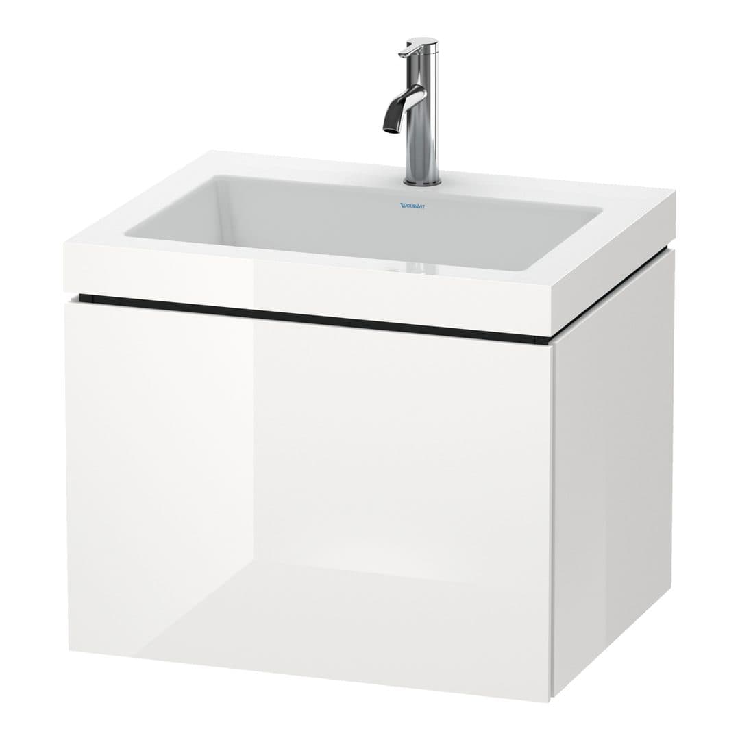 Duravit L-Cube – Έπιπλο Νιπτήρα – 600 mm, με νιπτήρα, 1 συρτάρι, νιπτήρας κέντρο, έκδοση O – White High Gloss, Decor (LC6916O2222)