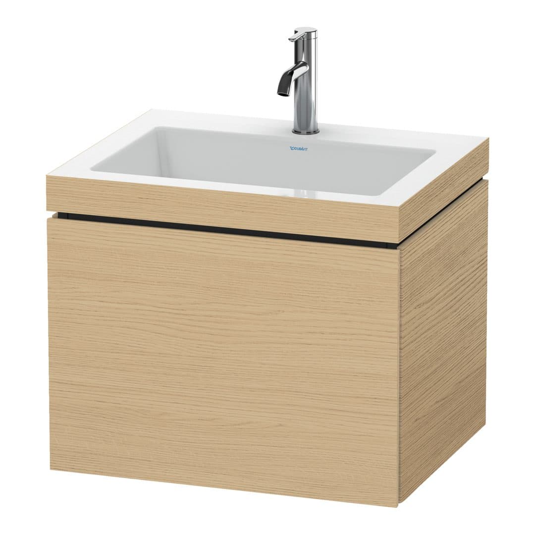 Duravit L-Cube – Έπιπλο Νιπτήρα – 600 mm, με νιπτήρα, 1 συρτάρι, νιπτήρας κέντρο, έκδοση O – Natural oak, Decor (LC6916O3030)