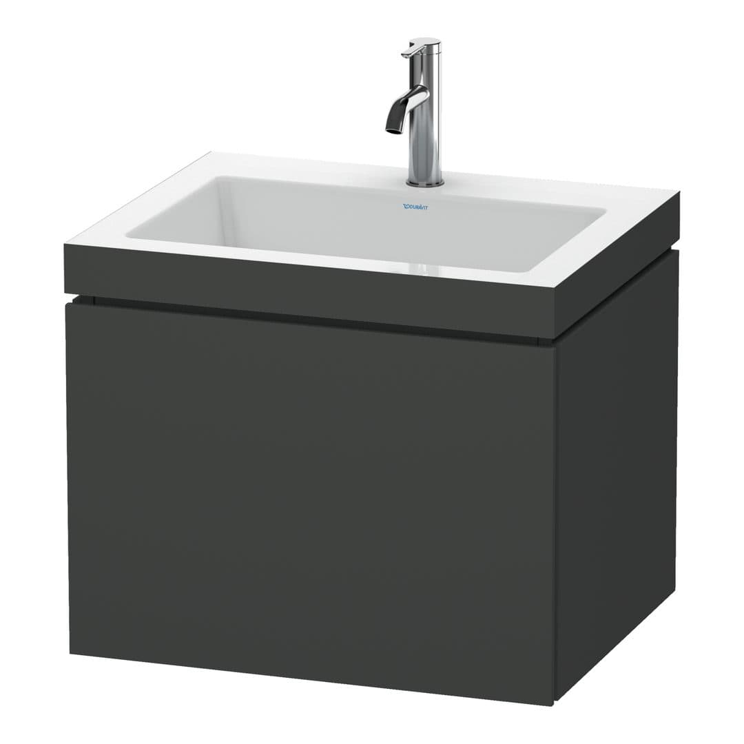 Duravit L-Cube – Έπιπλο Νιπτήρα – 600 mm, με νιπτήρα, 1 συρτάρι, νιπτήρας κέντρο, έκδοση O – Graphite Matt, Decor (LC6916O4949)