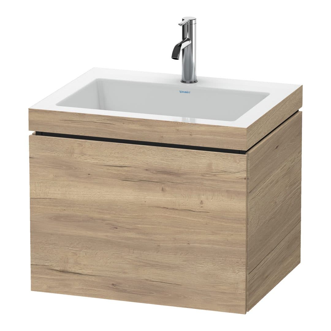 Duravit L-Cube – Έπιπλο Νιπτήρα – 600 mm, με νιπτήρα, 1 συρτάρι, νιπτήρας κέντρο, έκδοση O – Marbled Oak Matt, Decor (LC6916O5555)