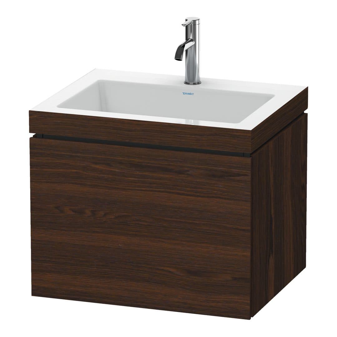 Duravit L-Cube – Έπιπλο Νιπτήρα – 600 mm, με νιπτήρα, 1 συρτάρι, νιπτήρας κέντρο, έκδοση O – Brushed walnut Matt, Real wood veneer (LC6916O6969)